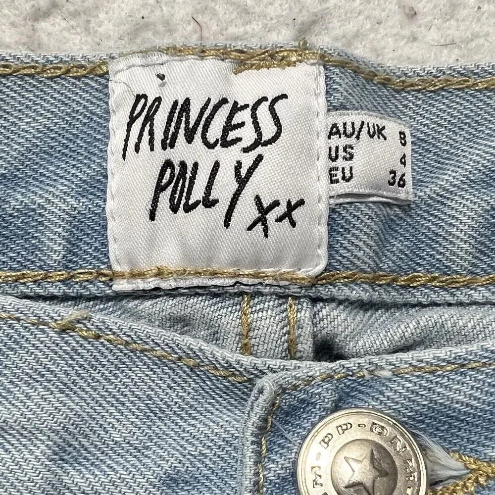 Princess Polly Women’s 4 (28x25) Straight Leg High Rise Ripped Denim Jeans - Picture 4 of 11